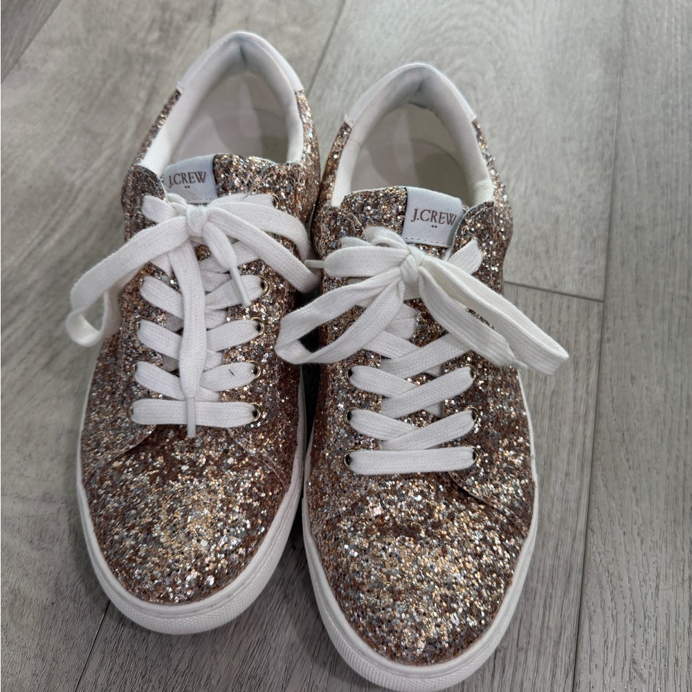 J. Crew Sparkle Sneakers with White Laces